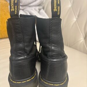 Dr. Martens Black Leather Boots with Yellow Tag